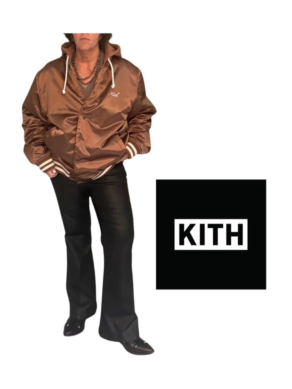 Kith Gorman Satin Bomber Hooded Kindling (copper/brown) Jacket Size Men's XL
